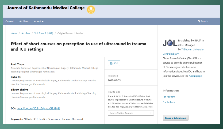 Effect of short courses on perception to use of ultrasound in trauma and ICU settings